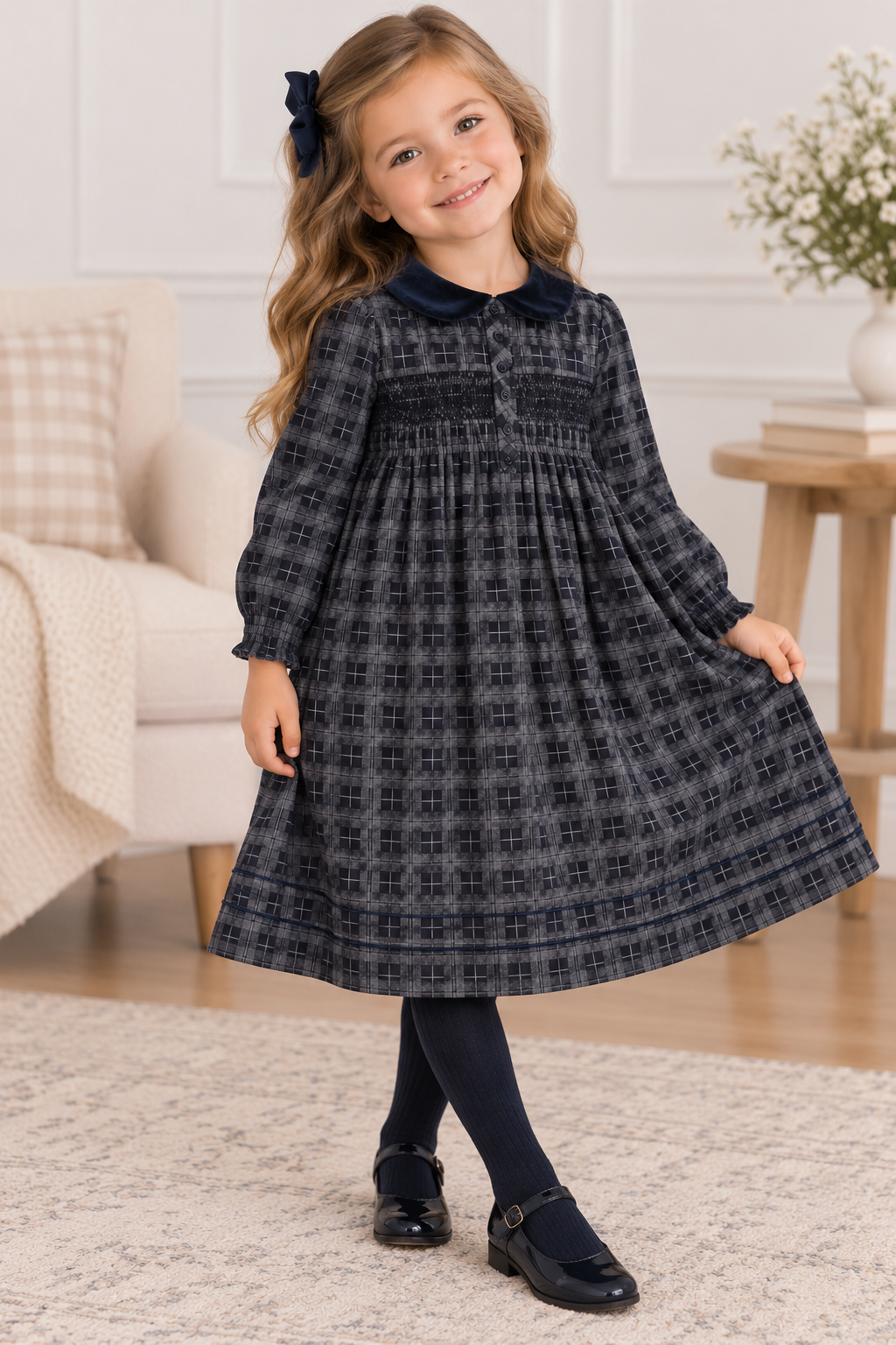 Bonbee Girls Plaid Dress - SW26006D Bonbee Girls Plaid Dress - SW26006D
