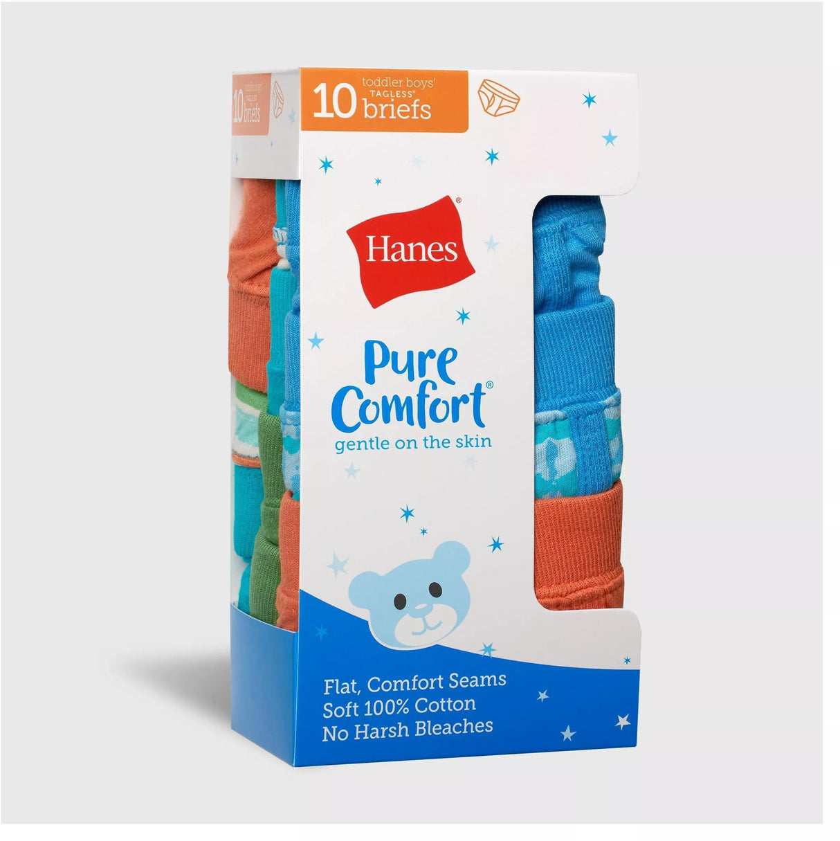 Hanes Toddler Boys Pure Comfort Briefs 10 Pack - TBPUBR Hanes Toddler Boys Pure Comfort Briefs 10 Pack - TBPUBR