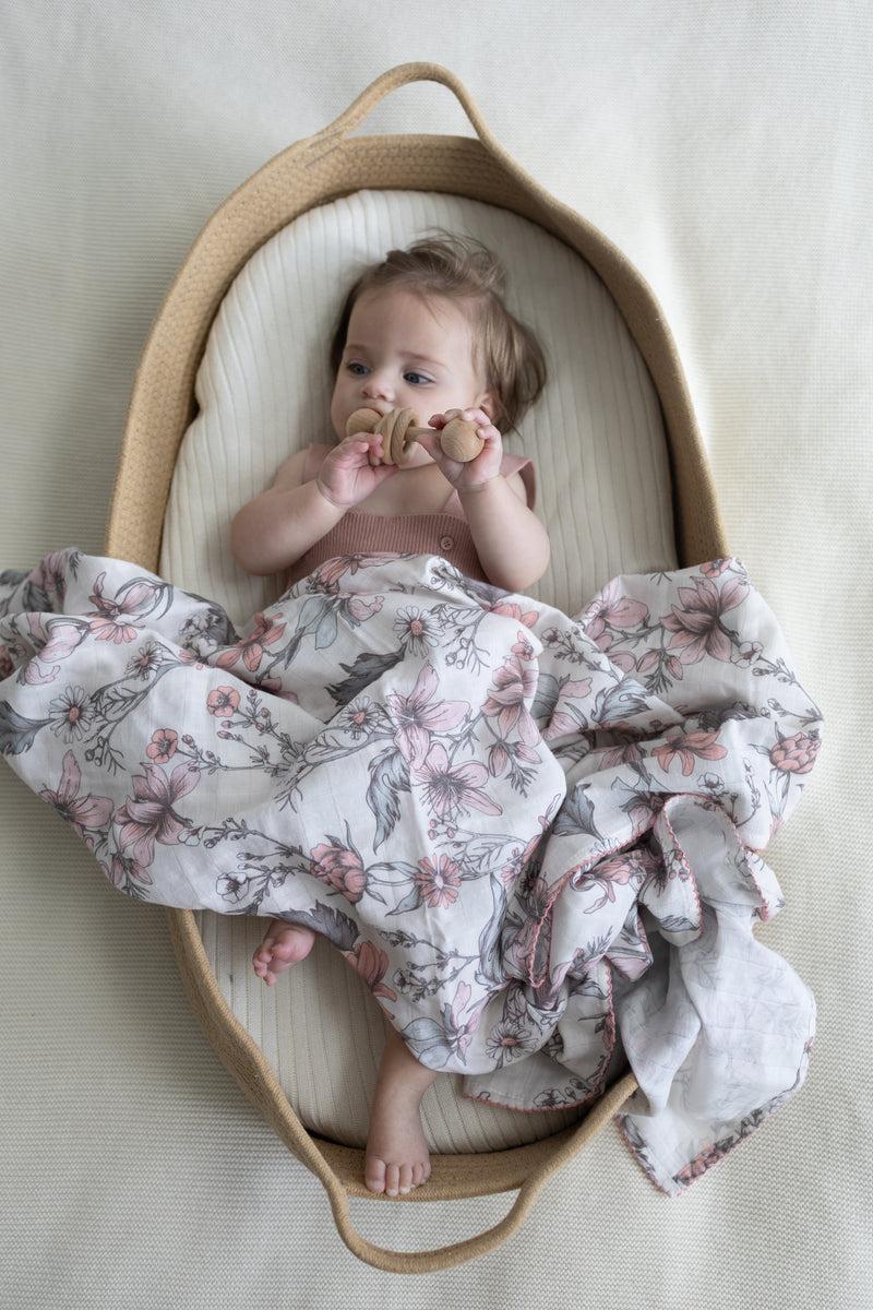 Little Threads Baby Girls Muslin Blanket - Dreamy Floral Little Threads Baby Girls Muslin Blanket - Dreamy Floral