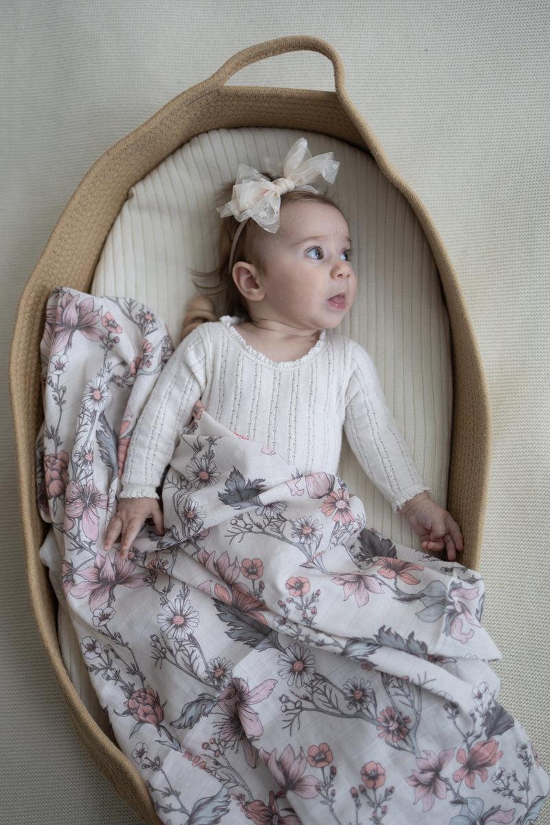 Little Threads Baby Girls Muslin Blanket - Dreamy Floral Little Threads Baby Girls Muslin Blanket - Dreamy Floral