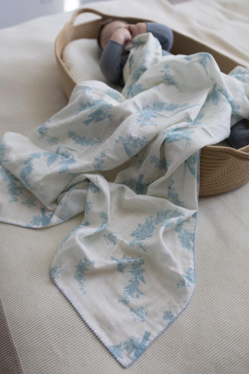 Little Threads Baby Boys Muslin Blanket - Little Bird Little Threads Baby Boys Muslin Blanket - Little Bird