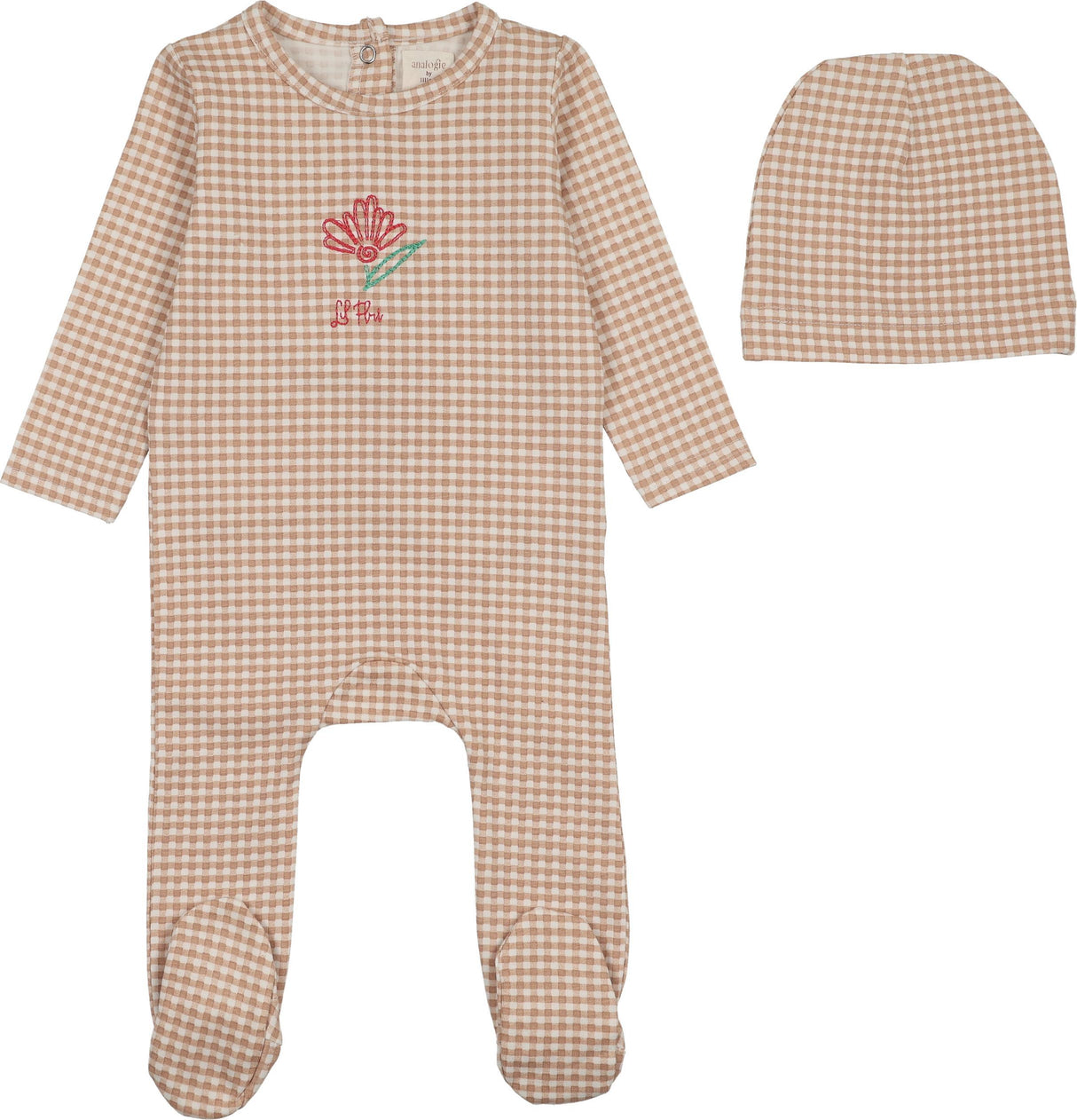 Analogie by Lil Legs Lil People Collection Baby Girls Gingham Flower Cotton Footie - LPGFFST Analogie by Lil Legs Lil People Collection Baby Girls Gingham Flower Cotton Footie - LPGFFST