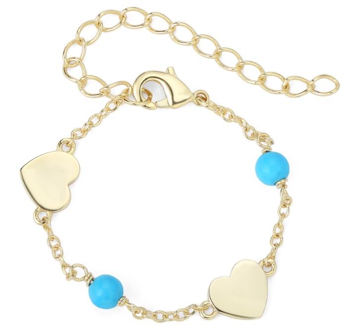 Tiny Gem Girls Blue and Gold Heart Bracelet - TG1060 Tiny Gem Girls Blue and Gold Heart Bracelet - TG1060