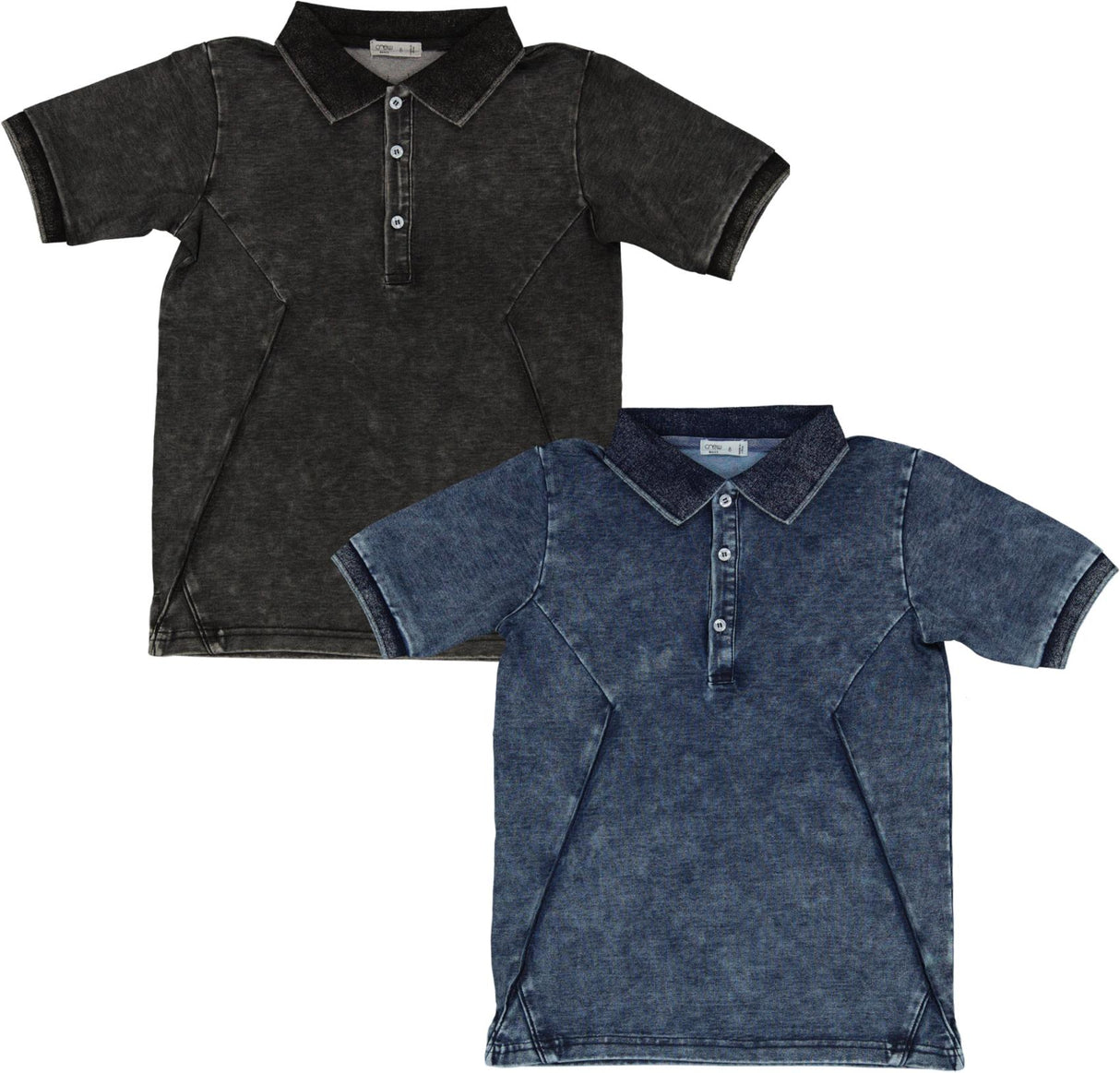 Crew Kids Boys Denim Short Sleeve Polo Shirt - AL29122S Crew Kids Boys Denim Short Sleeve Polo Shirt - AL29122S