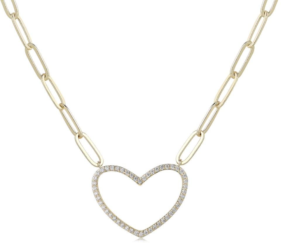 Tiny Gem Paper Clip Heart Necklace - TG2022 Tiny Gem Paper Clip Heart Necklace - TG2022