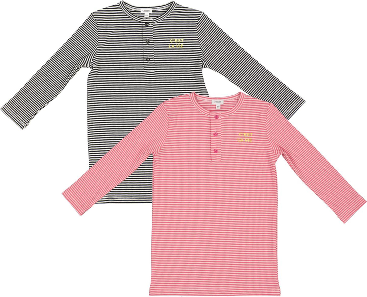 Bonjoy Girls 3/4 Sleeve Henley Stripe T-shirt - BTS25001HLT Bonjoy Girls 3/4 Sleeve Henley Stripe T-shirt - BTS25001HLT