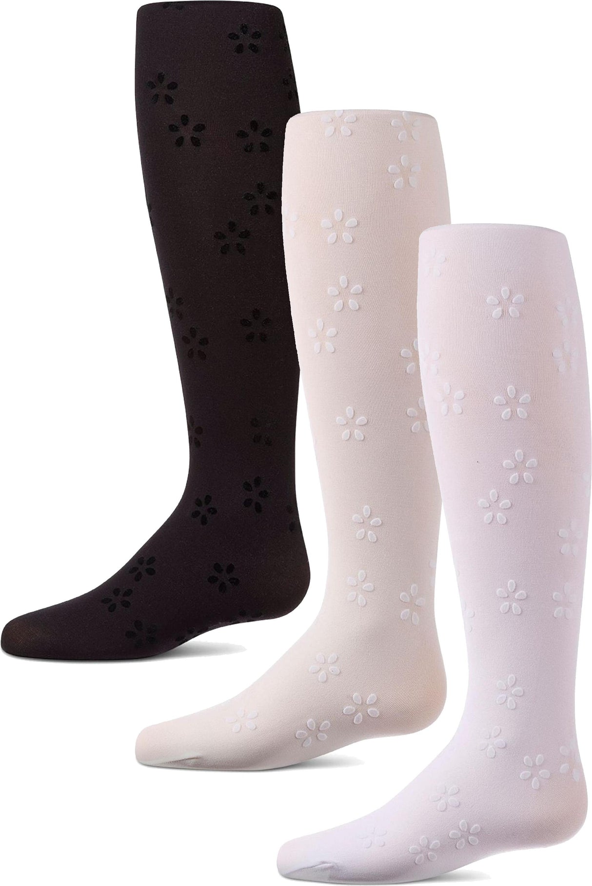 Memoi Girls Confetti Flower Flocked Tights - MKF-4115 Memoi Girls Confetti Flower Flocked Tights - MKF-4115