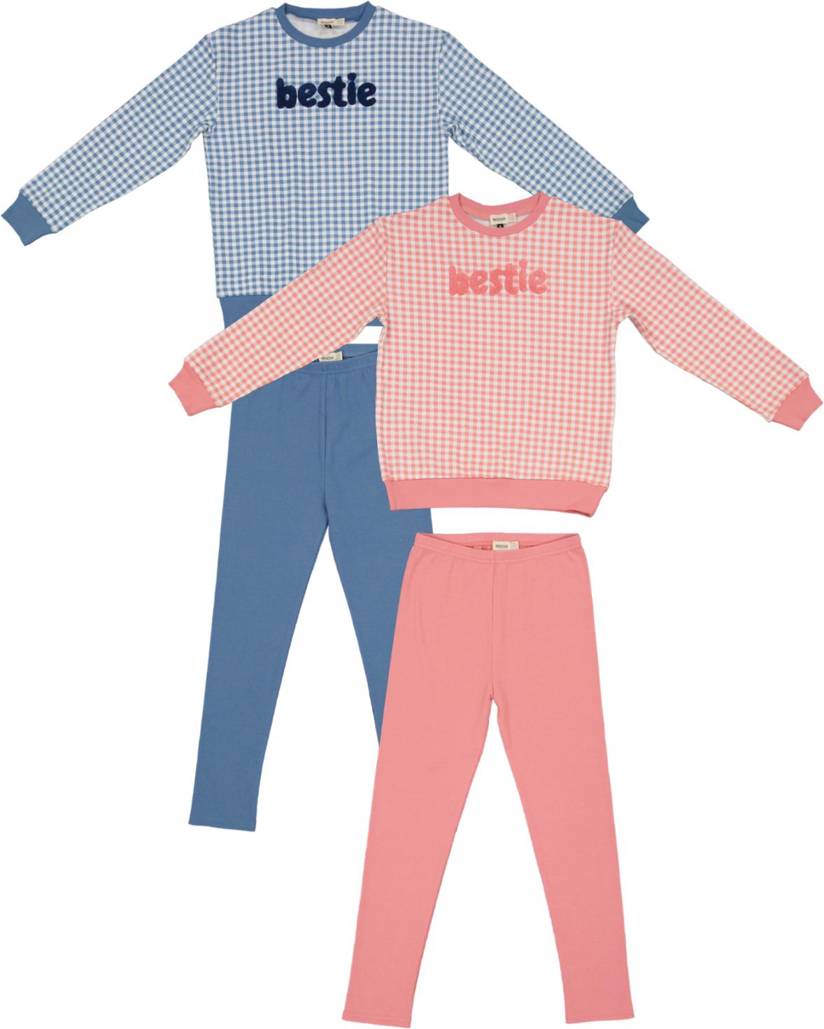 MOCHA Boys Girls Checked Bestie Cotton Pajamas - SB5CP7104E MOCHA Boys Girls Checked Bestie Cotton Pajamas - SB5CP7104E