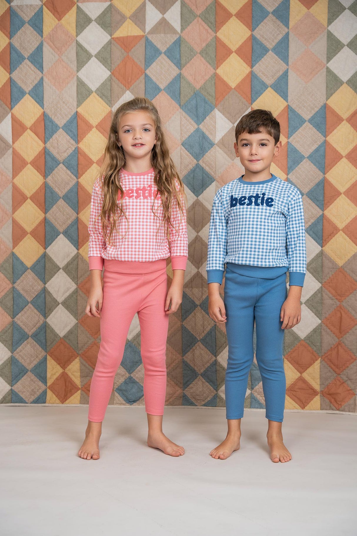 MOCHA Boys Girls Checked Bestie Cotton Pajamas - SB5CP7104E MOCHA Boys Girls Checked Bestie Cotton Pajamas - SB5CP7104E