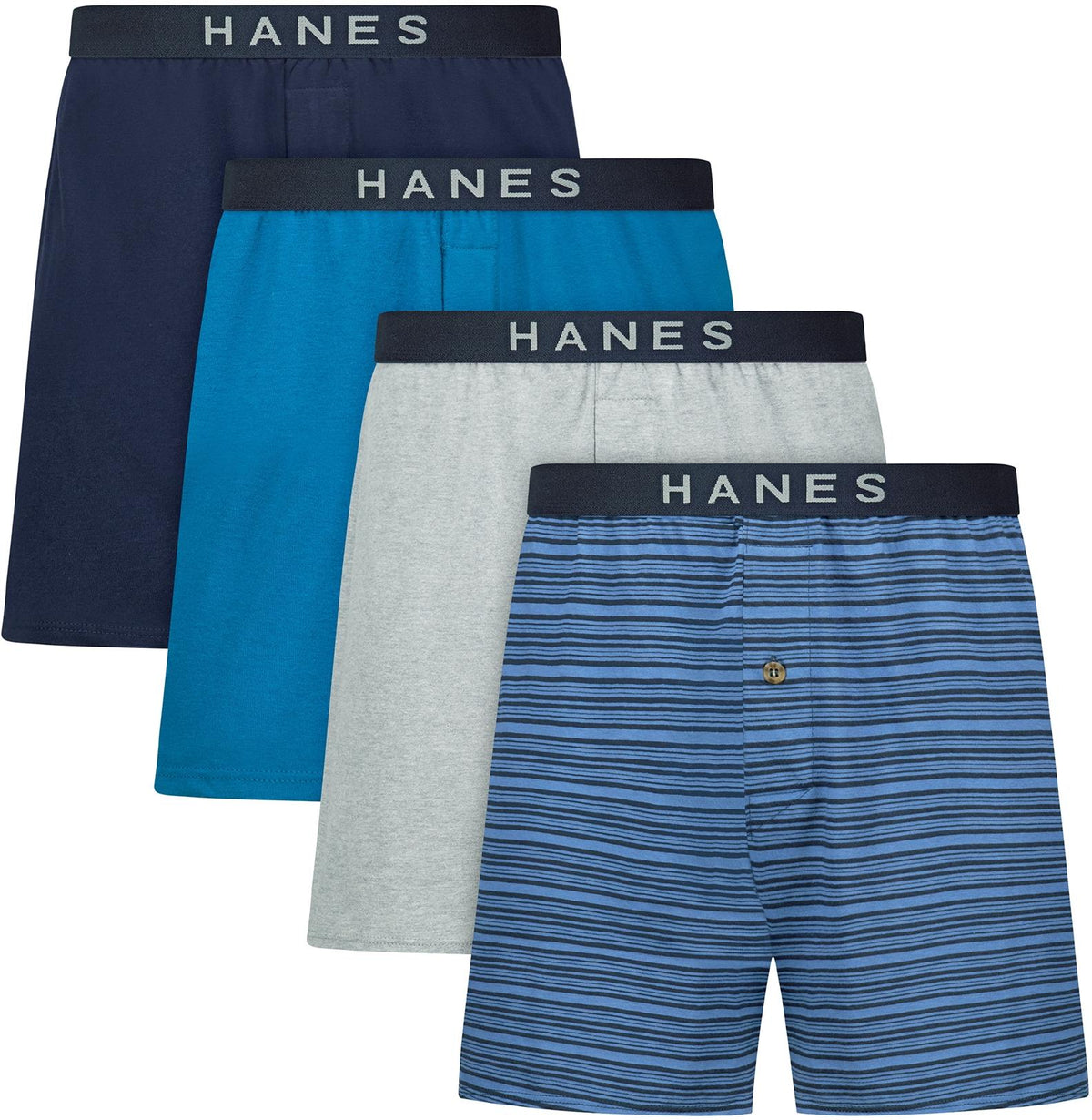 Hanes Mens TAGLESS® Knit Boxers Underwear 4 Pack - 709KB4 Hanes Mens TAGLESS® Knit Boxers Underwear 4 Pack - 709KB4