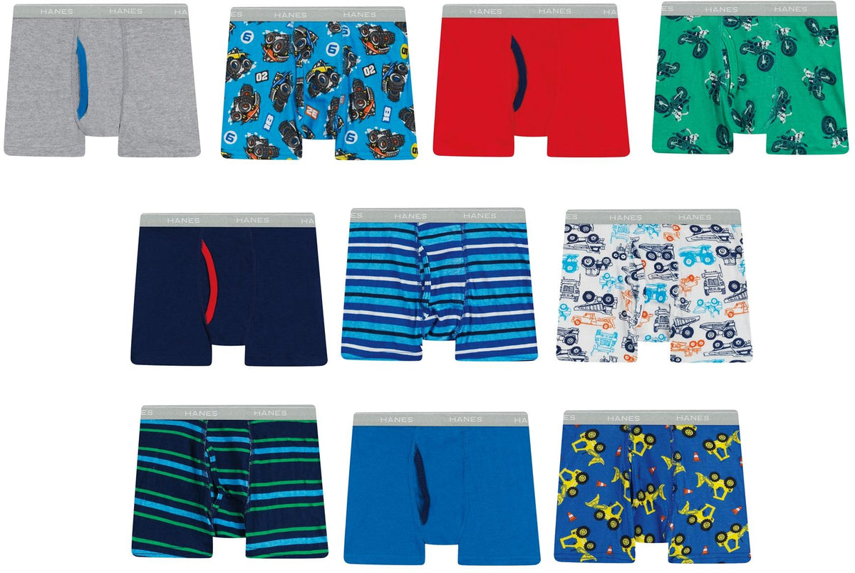 Hanes Toddler Boys Tagless Prints & Solids Boxer Briefs 10 Pack - TB74T0 Hanes Toddler Boys Tagless Prints & Solids Boxer Briefs 10 Pack - TB74T0