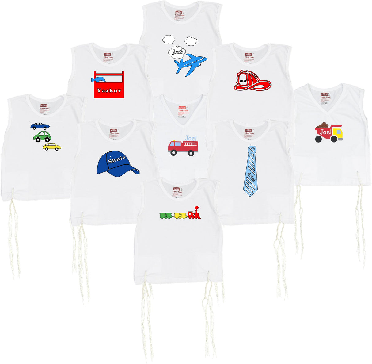 ShirtStop Boys Custom Tzitzis with Vinyl Name and Design ShirtStop Boys Custom Tzitzis with Vinyl Name and Design