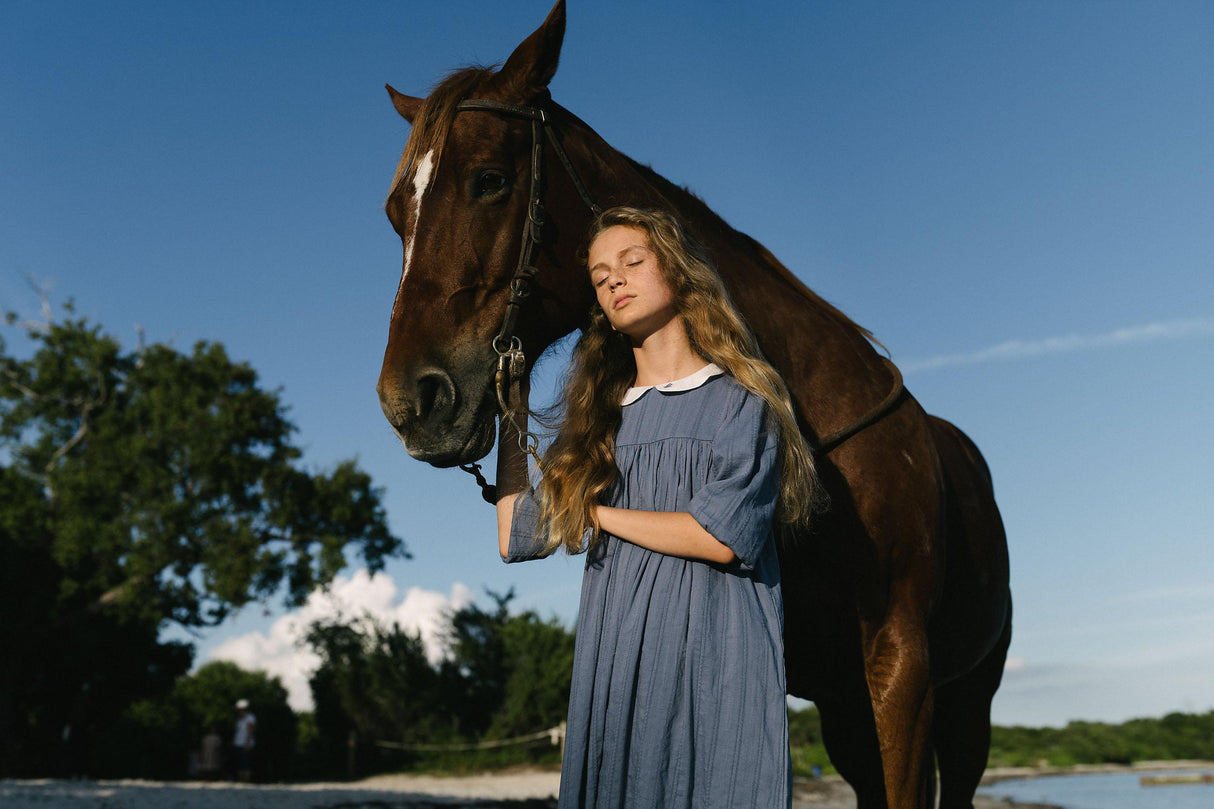 Lil Legs Dressy Loungewear Collection Girls Embroidered Collar 3/4 Sleeve Maxi Robe - ECM Lil Legs Dressy Loungewear Collection Girls Embroidered Collar 3/4 Sleeve Maxi Robe - ECM