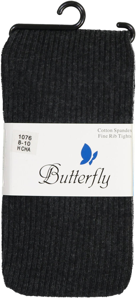 Butterfly Girls Cotton Fine Ribbed Basic Tights - 1076