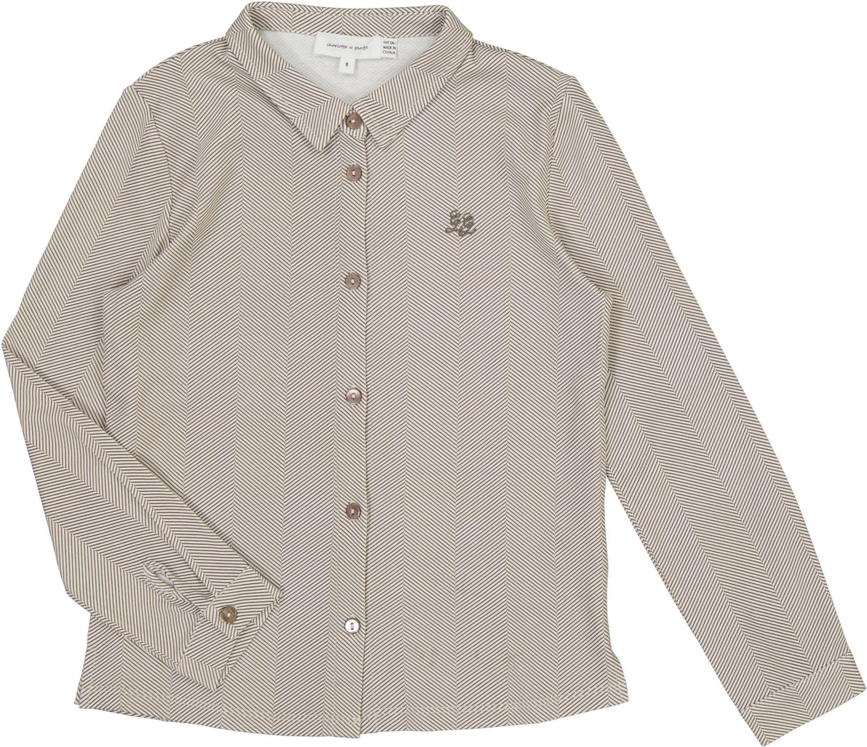 Charlotte & George Boys Herringbone Long Sleeve Stretch Dress Shirt - WB6CP7468B Charlotte & George Boys Herringbone Long Sleeve Stretch Dress Shirt - WB6CP7468B