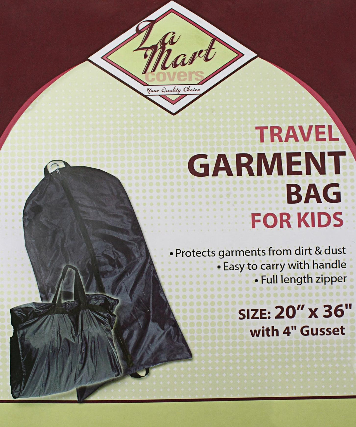 La Mart Childrens Black Garment Bag - 303 La Mart Childrens Black Garment Bag - 303