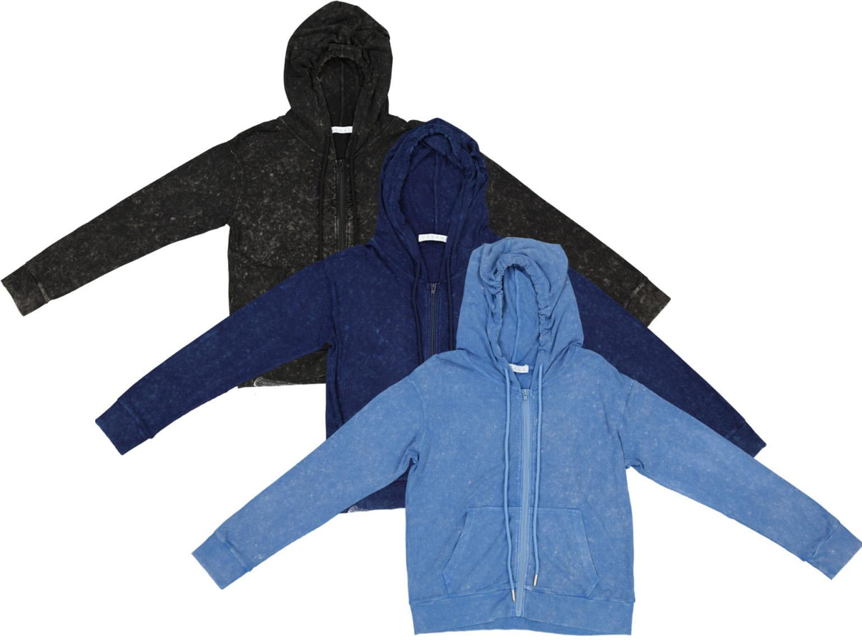 Cabana Girls Mineral Wash Ribbed Hoodie Sweatshirt - C-13223 Cabana Girls Mineral Wash Ribbed Hoodie Sweatshirt - C-13223