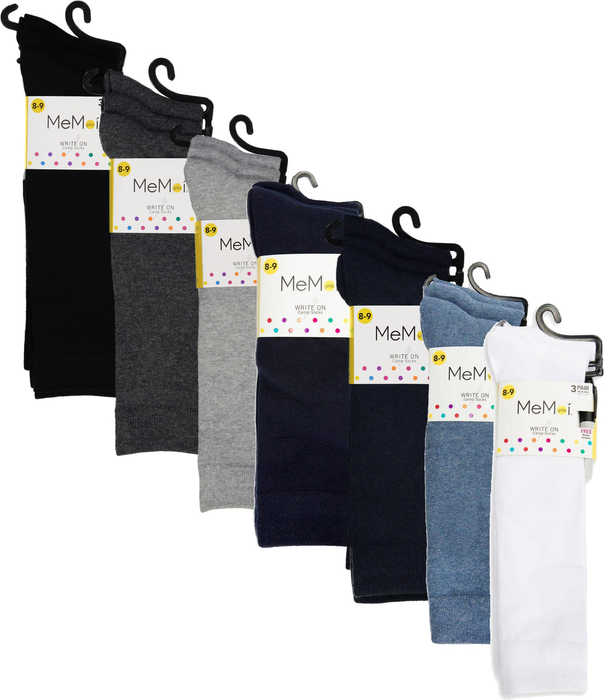 Memoi Girls Write-on Camp Socks with Marker 3 Pack - Promo 710 Memoi Girls Write-on Camp Socks with Marker 3 Pack - Promo 710