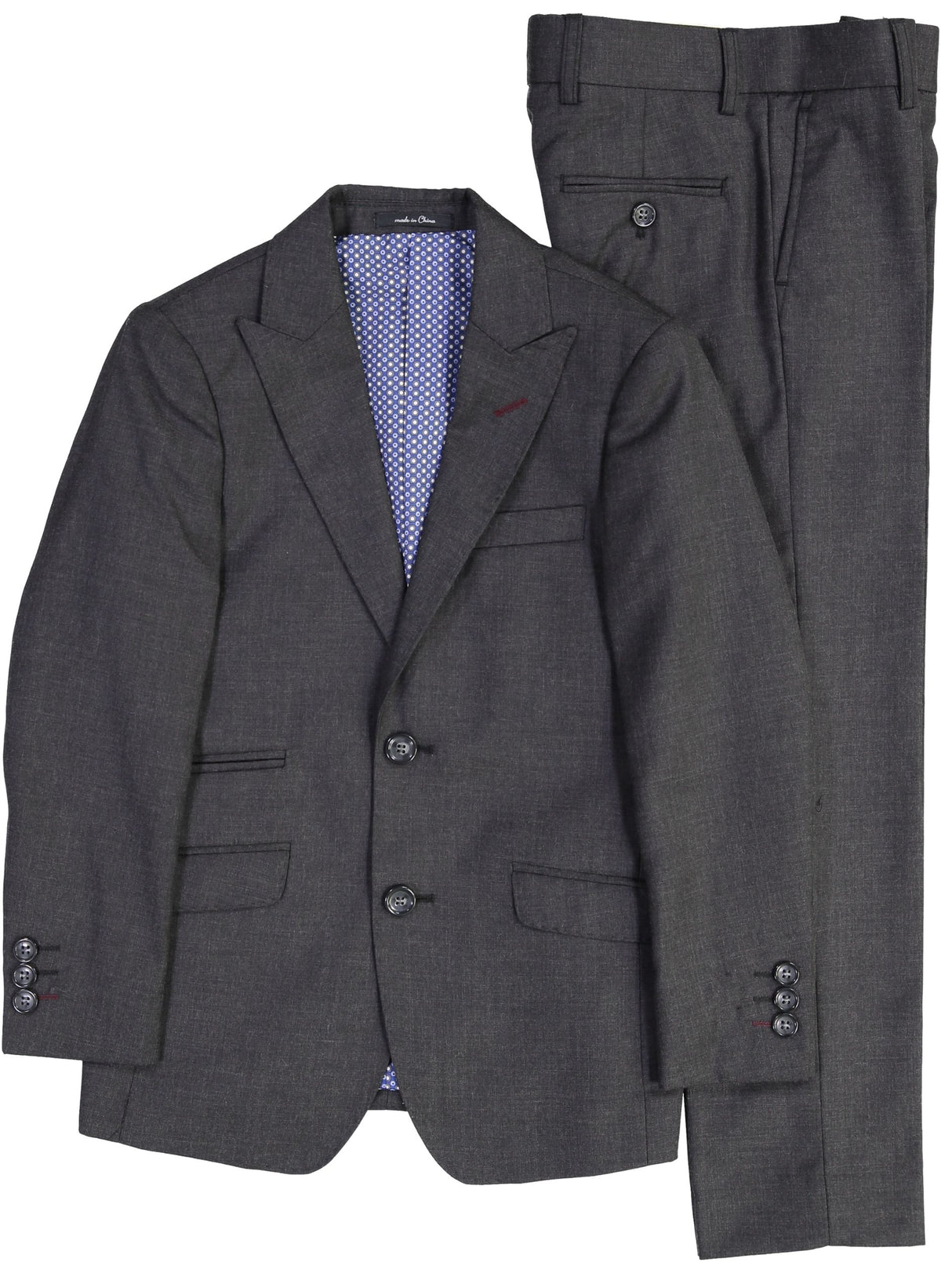 T.O. Collection Boys Charcoal with Burgundy Contrast Stitch Suit Separates - 1129-602-CS T.O. Collection Boys Charcoal with Burgundy Contrast Stitch Suit Separates - 1129-602-CS