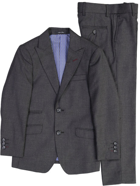 T.O. Collection Boys Charcoal with Burgundy Contrast Stitch Suit Separates - 1129-602-CS T.O. Collection Boys Charcoal with Burgundy Contrast Stitch Suit Separates - 1129-602-CS