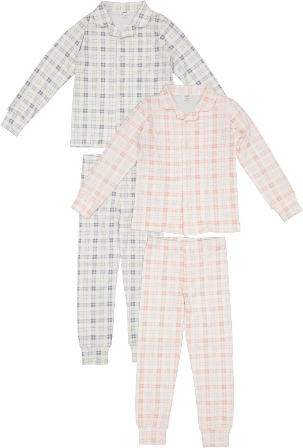 Bonjoy Boys Girls Plaid Grandpa Cotton Pajamas - SP250120S Bonjoy Boys Girls Plaid Grandpa Cotton Pajamas - SP250120S