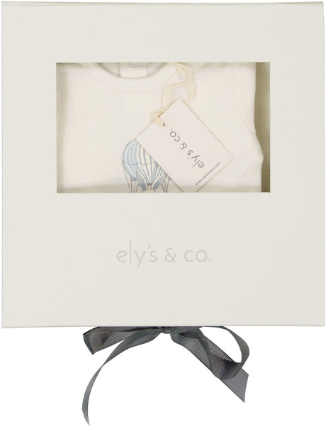 Ely's & Co Boys Hot Air Balloon Cotton Stretchie, Blanket, Beanie Gift Box Set - AW23-009-GBG