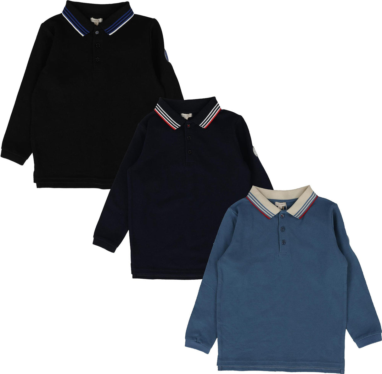 Lil Legs Boys Multi Stripe Collar Long Sleeve Polo Shirt - PMSCPL Lil Legs Boys Multi Stripe Collar Long Sleeve Polo Shirt - PMSCPL