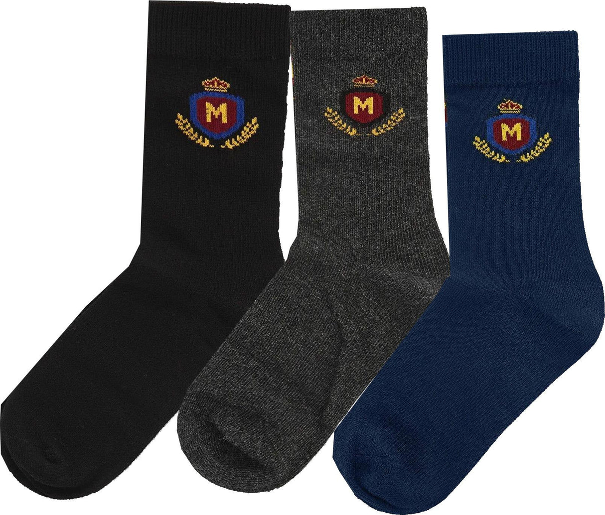 Memoi Boys Crest Crew Socks - MK-146 Memoi Boys Crest Crew Socks - MK-146