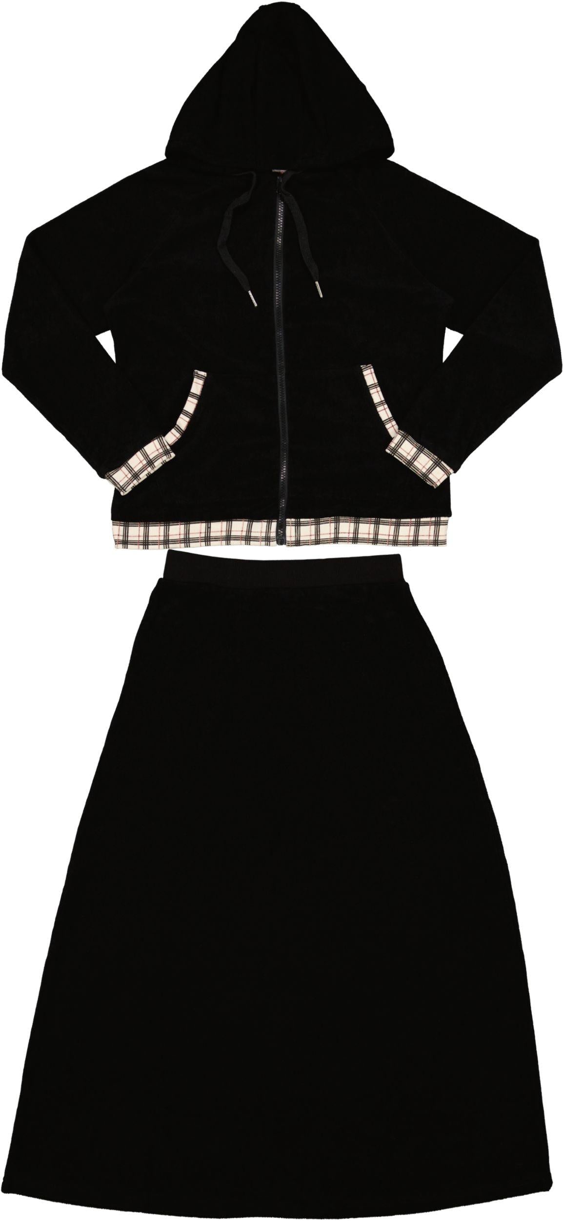 LandsKID Girls Black & Beige Zippered Lightweight Terry Outfit - BR2-BB LandsKID Girls Black & Beige Zippered Lightweight Terry Outfit - BR2-BB