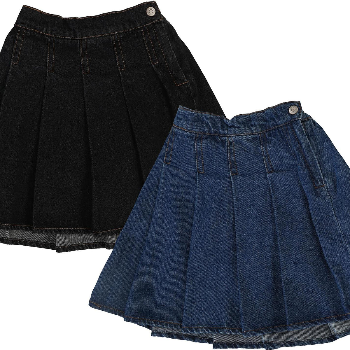 Lil Legs Pleated Denim Skirt - Blue Denim main image 0