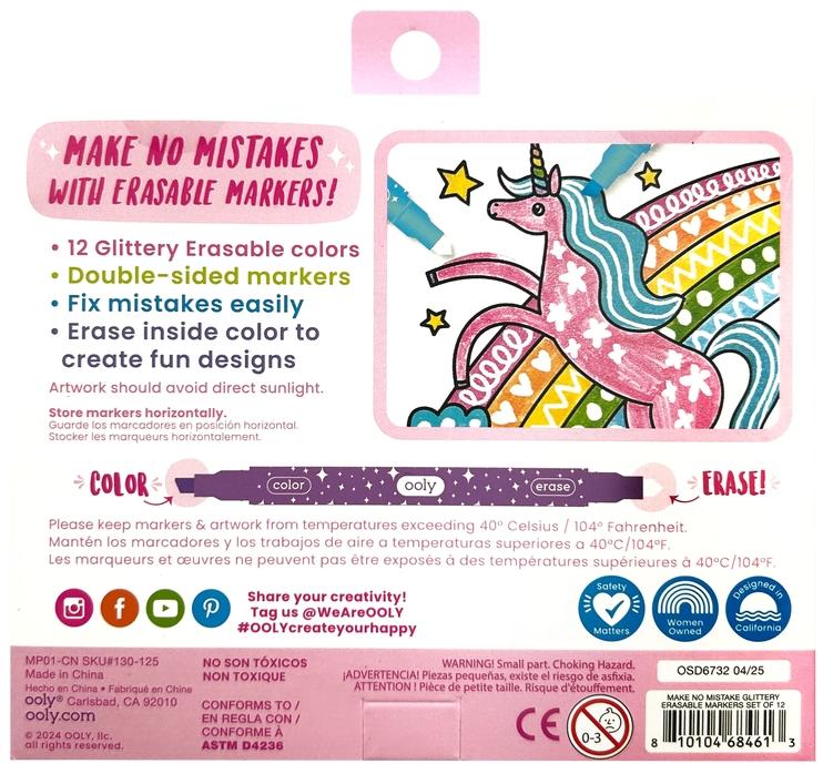 ooly Glittery Erasable Markers 12 Pack - 130-125 ooly Glittery Erasable Markers 12 Pack - 130-125