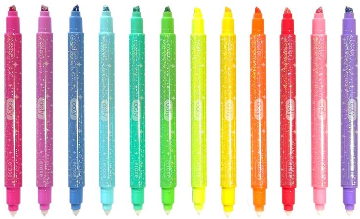 ooly Glittery Erasable Markers 12 Pack - 130-125 ooly Glittery Erasable Markers 12 Pack - 130-125