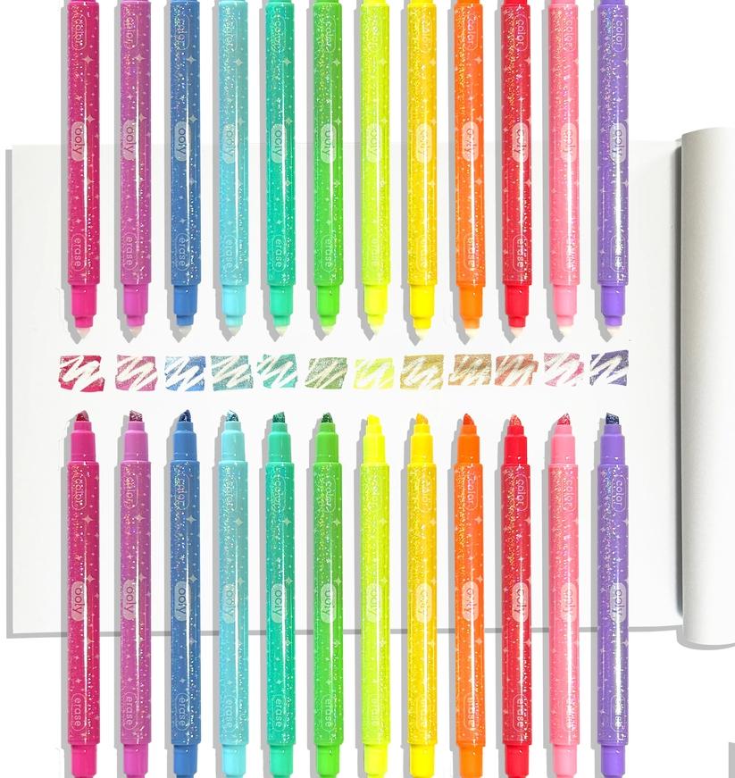 ooly Glittery Erasable Markers 12 Pack - 130-125 ooly Glittery Erasable Markers 12 Pack - 130-125