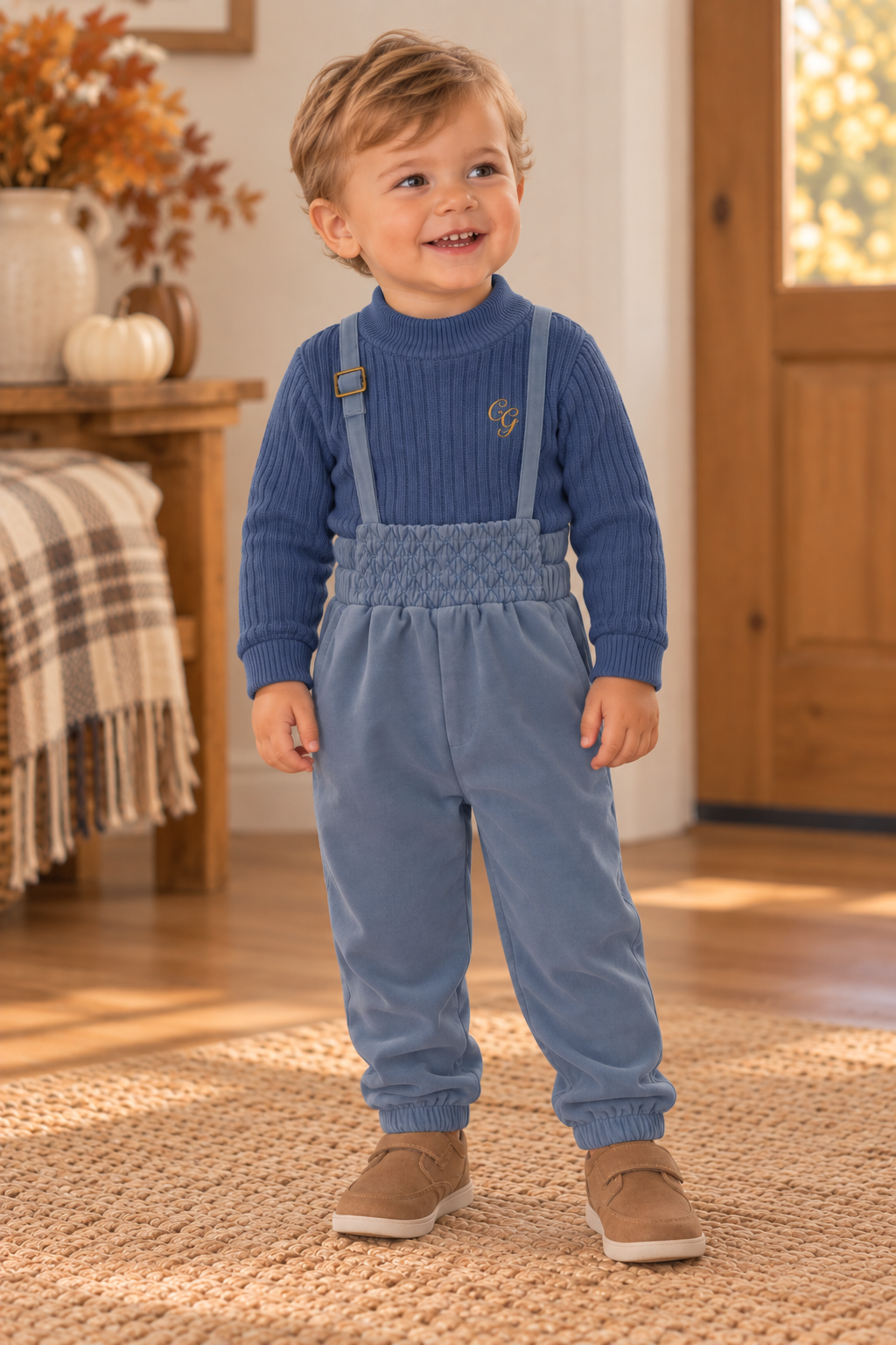 Charlotte & George Baby Boys Velour Overall Outfit - WB6CP7470O Charlotte & George Baby Boys Velour Overall Outfit - WB6CP7470O