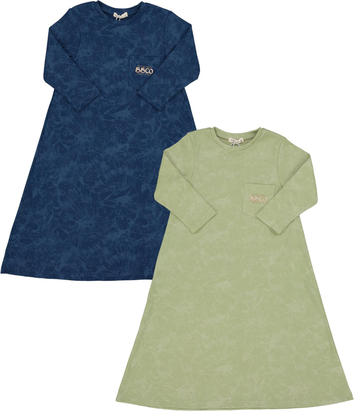 Crew Kids Girls Ribbed Stonewash Dress - AL2969 Crew Kids Girls Ribbed Stonewash Dress - AL2969