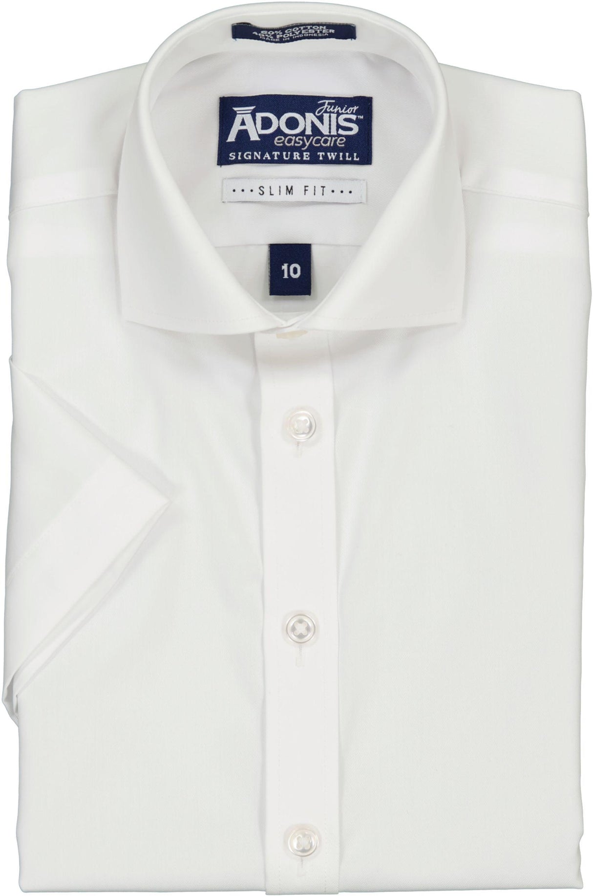Adonis Boys Cotton/Poly Easy Care Signature Twill White Short Sleeve Dress Shirt Adonis Boys Cotton/Poly Easy Care Signature Twill White Short Sleeve Dress Shirt
