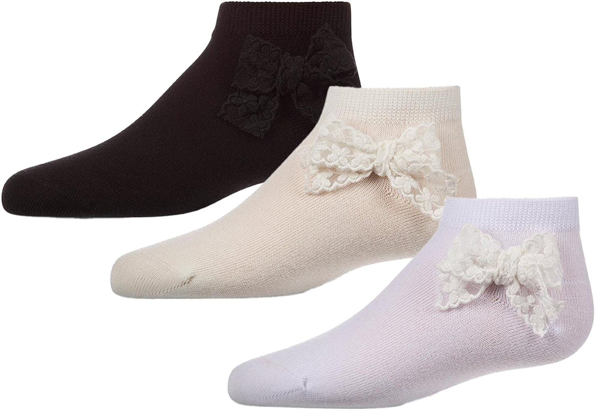 Memoi Girls Lace Bow Ankle Socks - MKF-6108 Memoi Girls Lace Bow Ankle Socks - MKF-6108