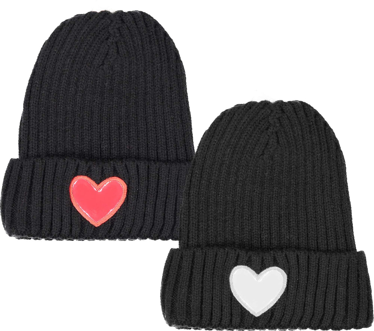 Dacee Girls Ribbed Knit Leather Heart Hat - HT20 Dacee Girls Ribbed Knit Leather Heart Hat - HT20