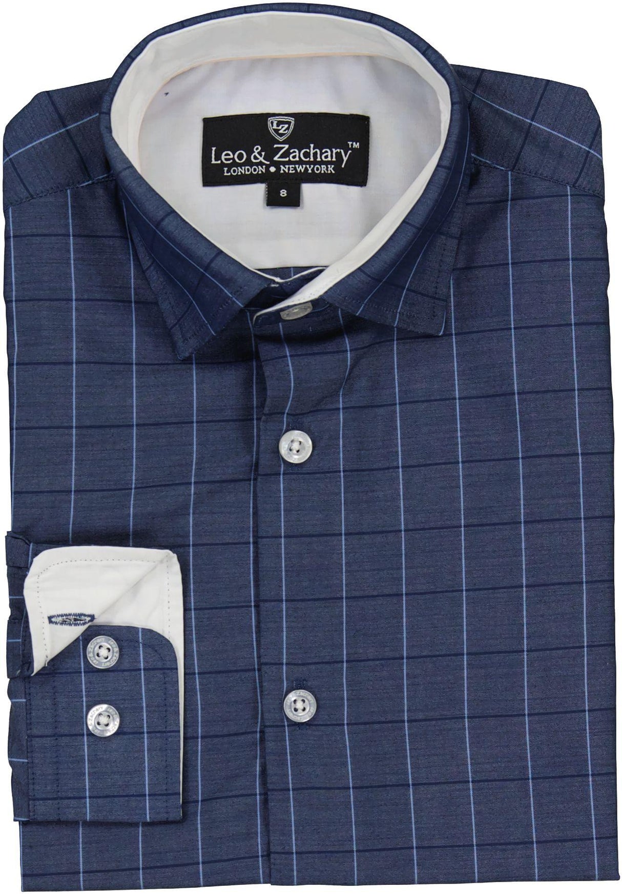 Leo & Zachary Boys Plaid Long Sleeve Dress Shirt - 5957 Leo & Zachary Boys Plaid Long Sleeve Dress Shirt - 5957