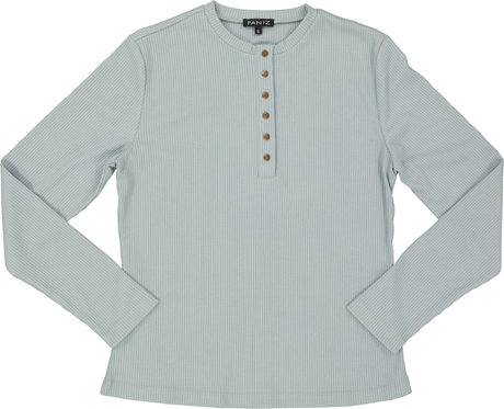 Paniz Womens Ribbed Henley Long Sleeve T-shirt - PT330