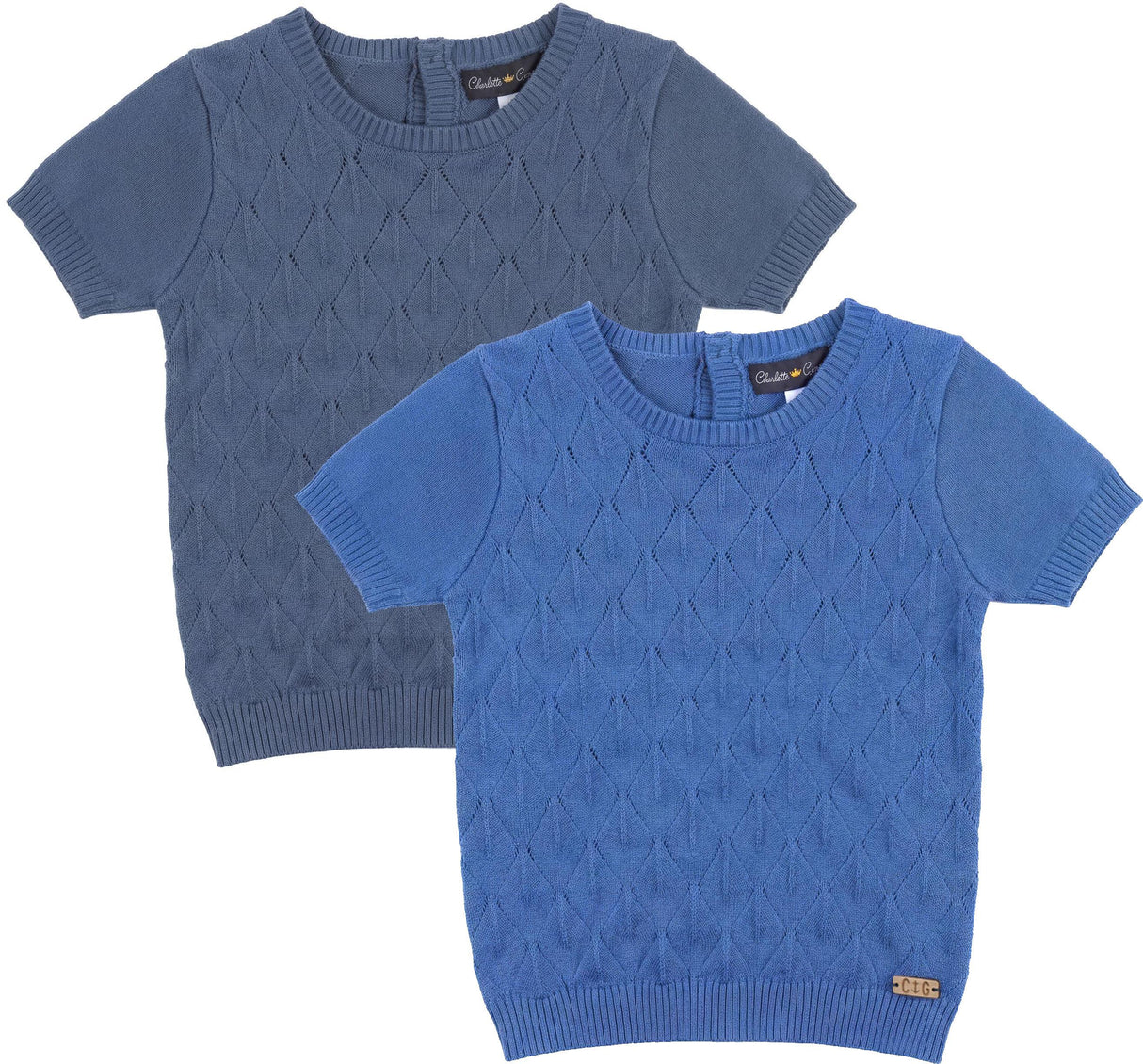 Charlotte & George Boys Diamond Pattern Short Sleeve Sweater - SB6CP7321 Charlotte & George Boys Diamond Pattern Short Sleeve Sweater - SB6CP7321