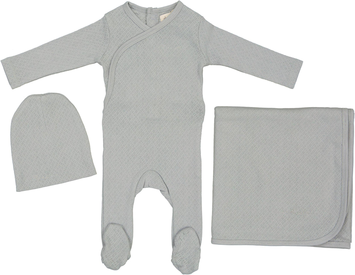 Ely's & Co Baby Boys Pointelle Organic Cotton Stretchie, Beanie, Blanket Gift Box Set - SS25-0012-GBG Ely's & Co Baby Boys Pointelle Organic Cotton Stretchie, Beanie, Blanket Gift Box Set - SS25-0012-GBG