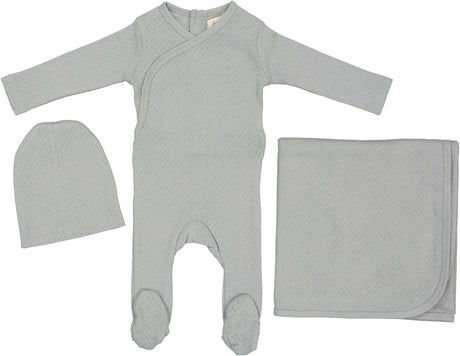 Ely's & Co Baby Boys Pointelle Organic Cotton Stretchie, Beanie, Blanket Gift Box Set - SS25-0012-GBG Ely's & Co Baby Boys Pointelle Organic Cotton Stretchie, Beanie, Blanket Gift Box Set - SS25-0012-GBG