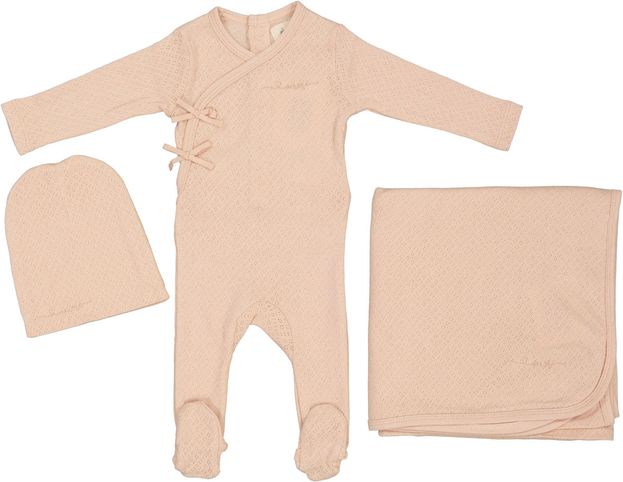 Ely's & Co Baby Girls Cotton Pointelle Footie, Beanie, Blanket Gift Box Set - SS25-0010-GBG Ely's & Co Baby Girls Cotton Pointelle Footie, Beanie, Blanket Gift Box Set - SS25-0010-GBG