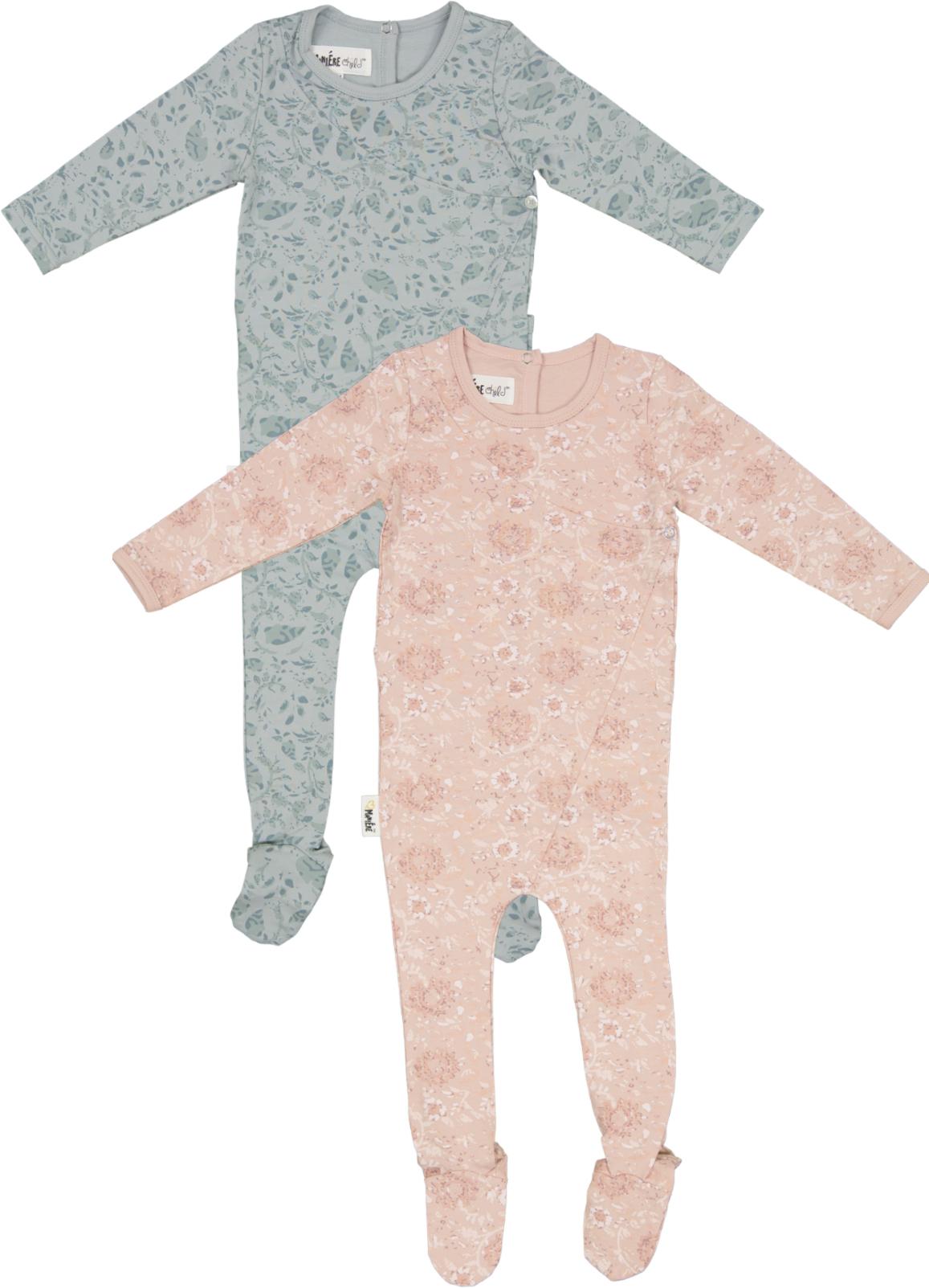 Maniere Baby Boys Girls Soft Roses/Vines Cotton Footie Maniere Baby Boys Girls Soft Roses/Vines Cotton Footie