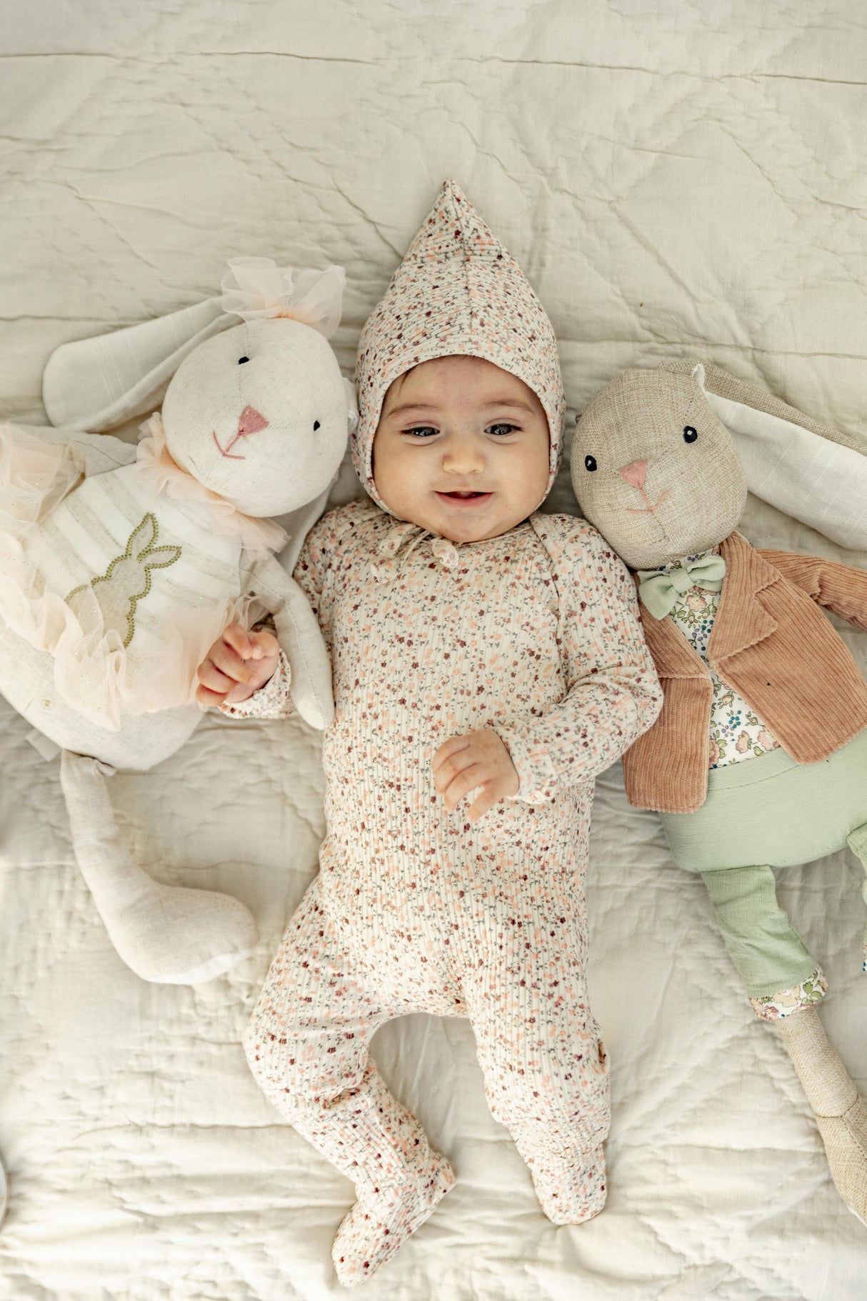 Little Fragile Baby Boys Girls Floral/Splatter Ribbed Cotton Footie & Bonnet Set - SB5CP7106 Little Fragile Baby Boys Girls Floral/Splatter Ribbed Cotton Footie & Bonnet Set - SB5CP7106