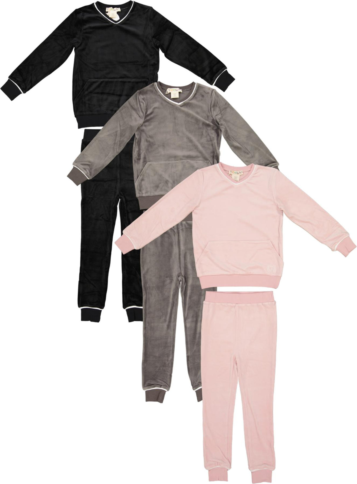 Teela Boys Girls Emblem Pocket Velour Pajamas - 21-134 Teela Boys Girls Emblem Pocket Velour Pajamas - 21-134