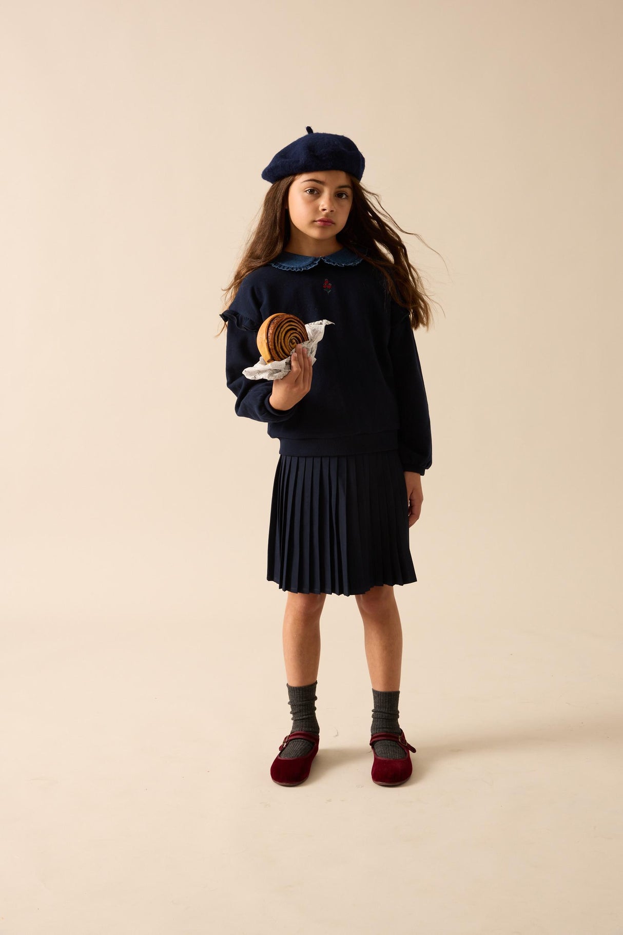 Analogie by Lil Legs Sweet Campaign Collection Girls Denim Collar Ruffle Sweatshirt - AF26S534 Analogie by Lil Legs Sweet Campaign Collection Girls Denim Collar Ruffle Sweatshirt - AF26S534