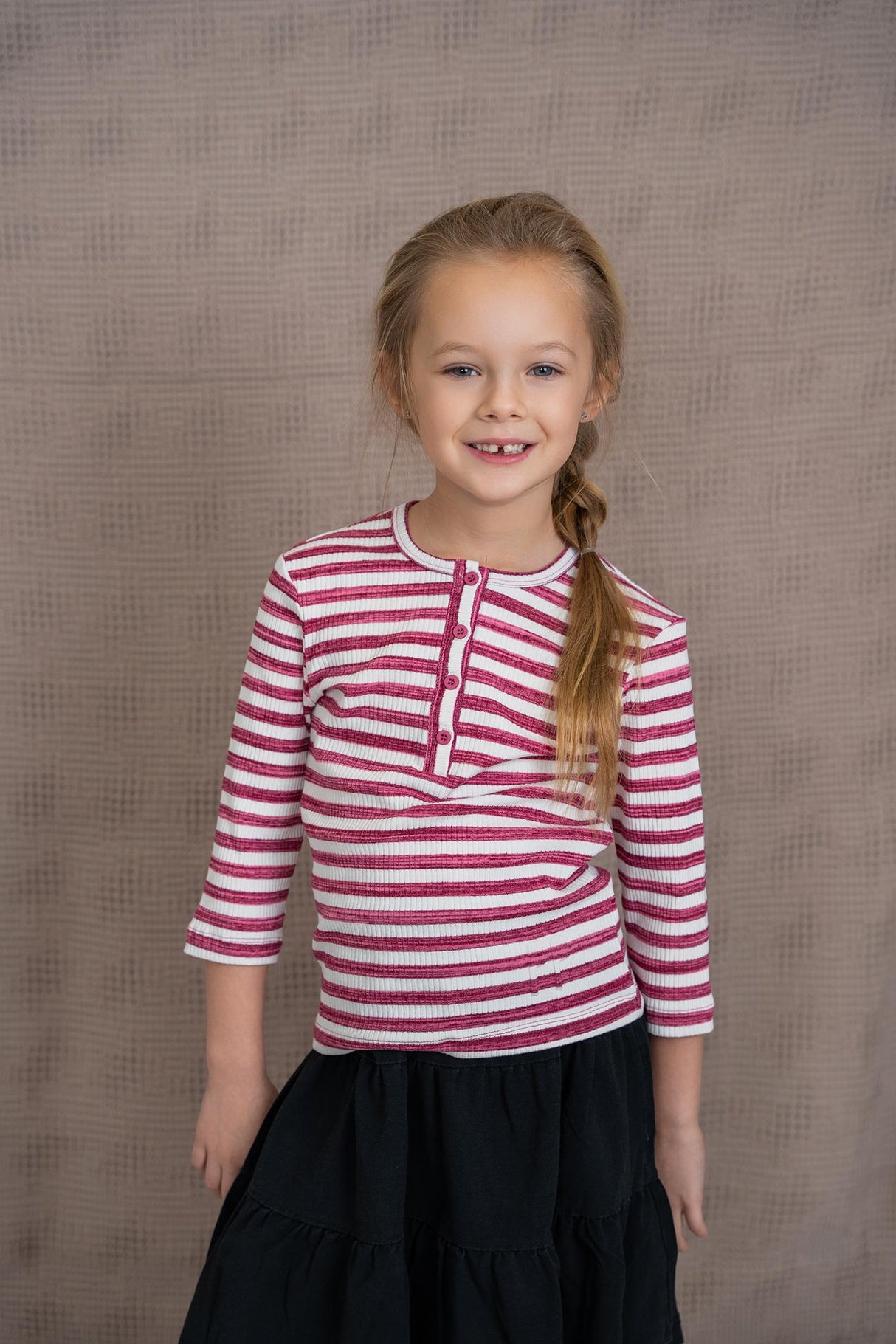 Pinky Promise Girls Teens Striped Rib Henley 3/4 Sleeve T-shirt - SB5CY2545 Pinky Promise Girls Teens Striped Rib Henley 3/4 Sleeve T-shirt - SB5CY2545