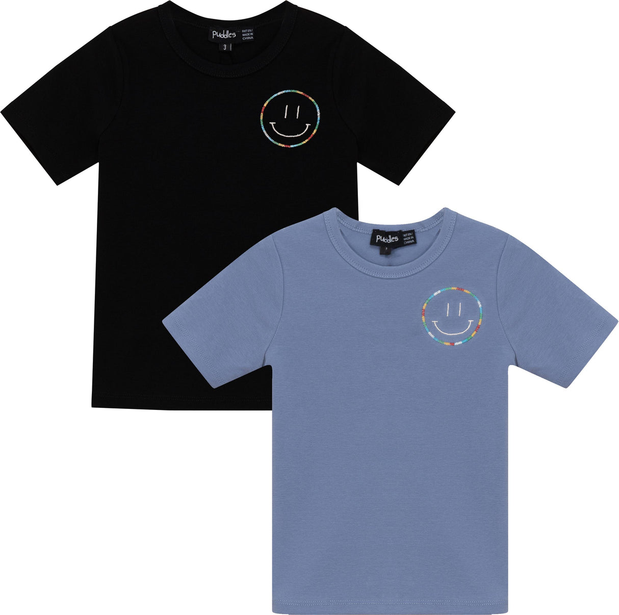 Puddles Boys Embroidered Smiley Ribbed Short Sleeve T-shirt - SB5CY2551T Puddles Boys Embroidered Smiley Ribbed Short Sleeve T-shirt - SB5CY2551T